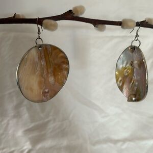 Natural Yellow, Pearl and Silver Earrings